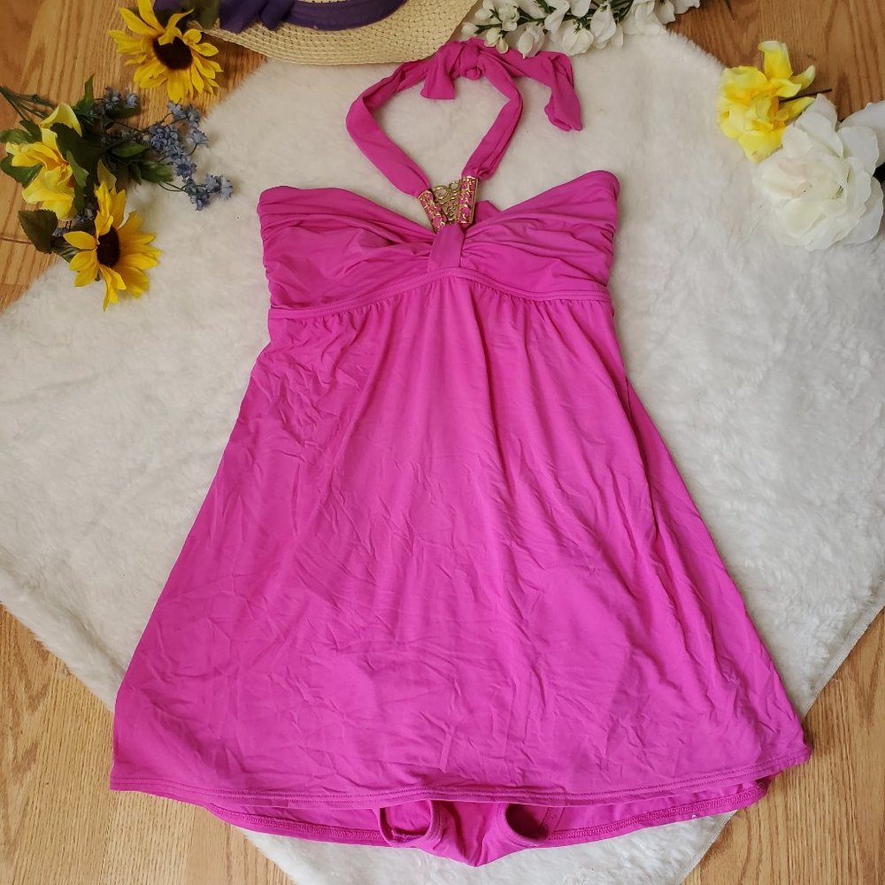 CARMEN MARC VALVO HALTER TIE SWIM DRESS